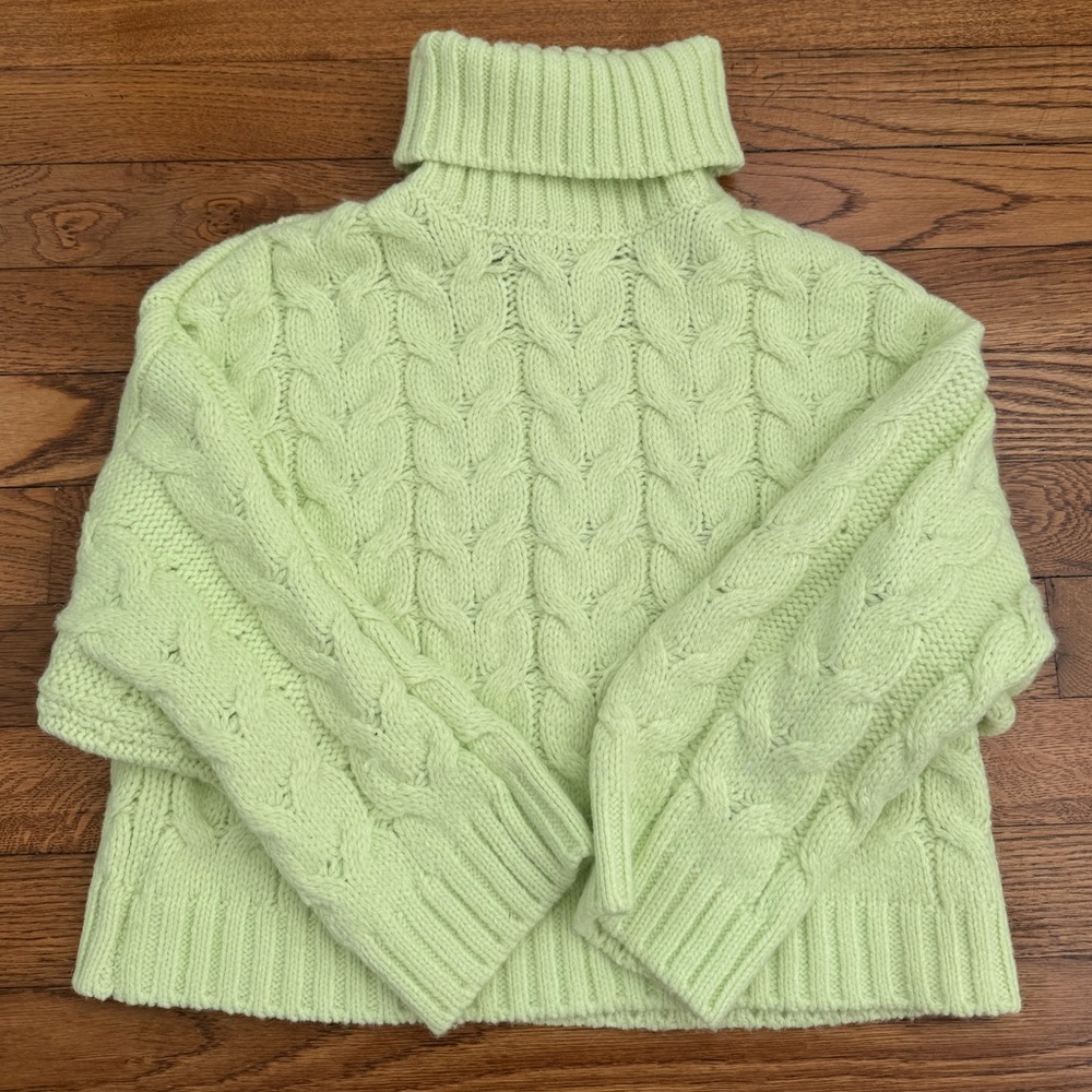 Pale Green turtleneck crop sweater